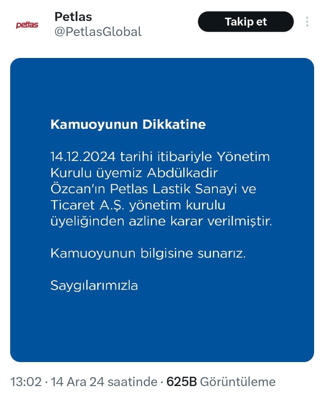 Petlas Yönetim Kurulu Üyesi Abdülkadir Özcan Görevden Alındı, Türk Hava Yolları Kara Listeye Aldı!