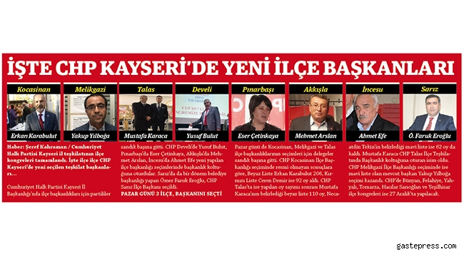 İşte CHP Kayseri’de Yeni İlçe Başkanları