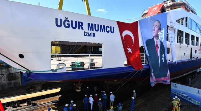 İzmir'de, Uğur Mumcu Feribotu törenle denize indirildi!