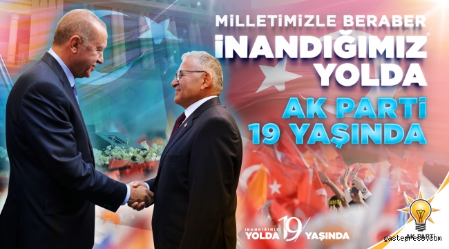 Kayseri Büyükşehir Belediye Başkanı Memduh Büyükkılıç'tan “19. Kuruluş Yıldönümü” Mesajı!