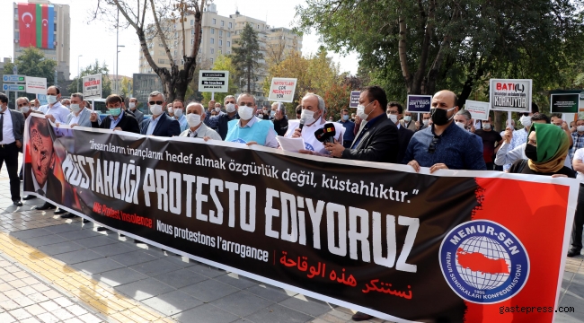 Kayseri'de, Fransa Cumhurbaşkanı Macron protesto edildi!