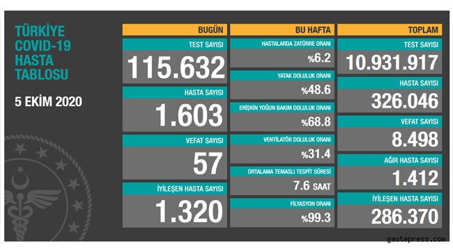 Türkiye'deki koronavirüs vaka ve ölü sayısında son durum (5 Ekim Pazartesi)