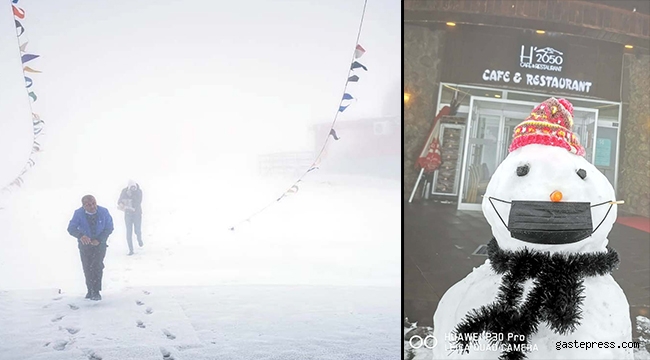 Erciyes'te maskeli kardan adam!