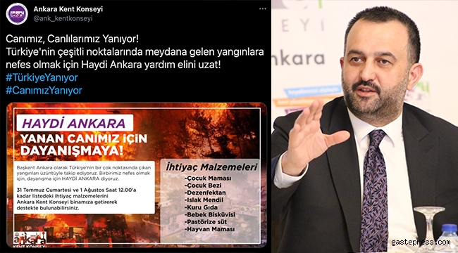 Ankara Kent Konsey'inden ''Türkiye'ye Nefes Ol'' Çağrısı!