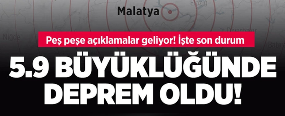 SON DAKİKA! Malatya'da 5.9 büyüklüğünde bir deprem meydana geldi!