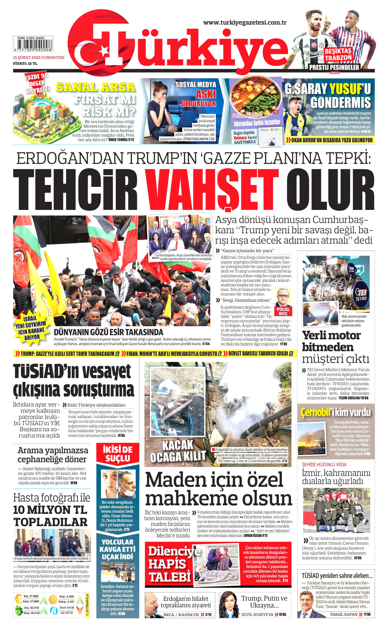 TÜRKİYE GAZETESİ Gazete Manşeti